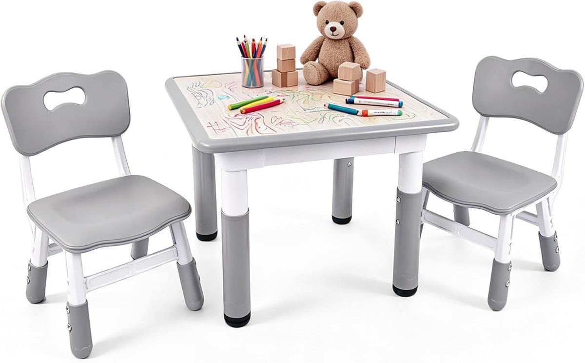 Pterying Juego de mesa y silla para niños pequeños, mesa de graffit...