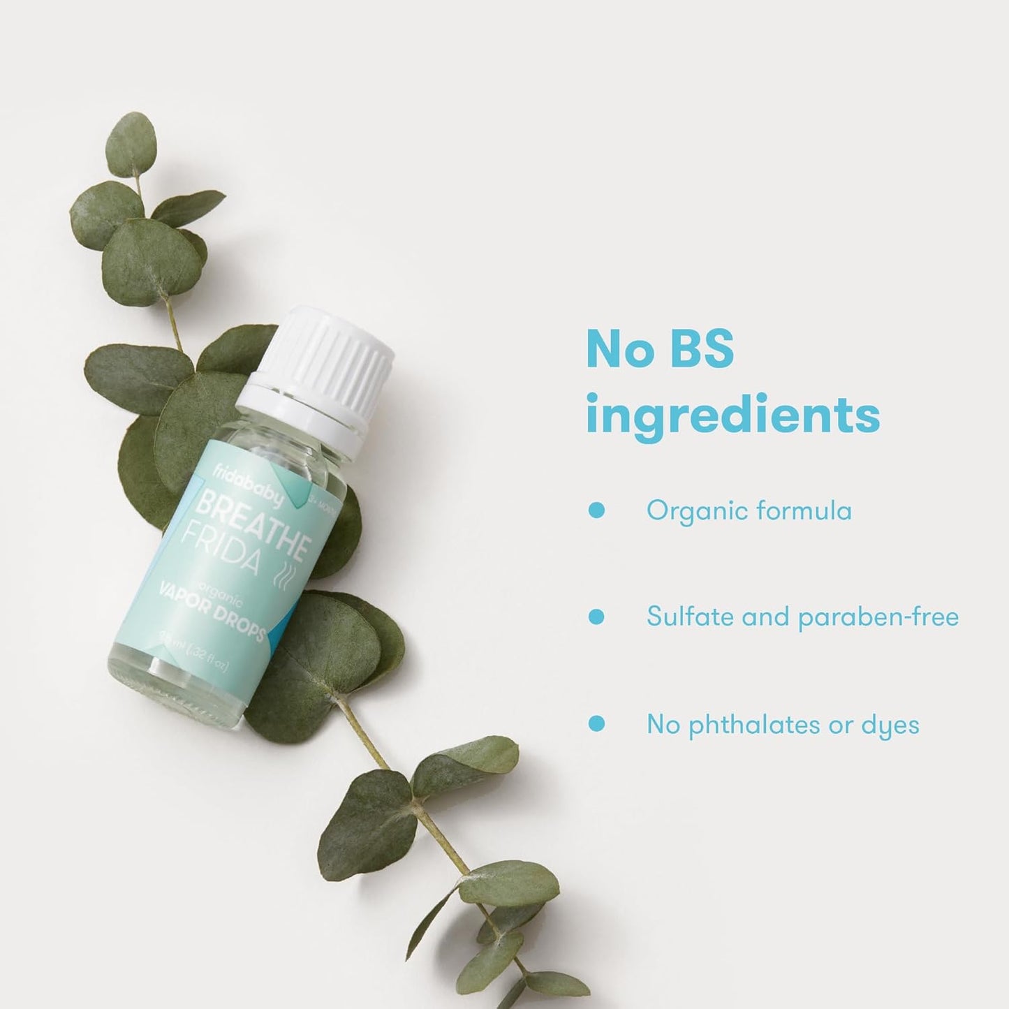 Frida Baby Breathefrida Gotas de Baño de Vapor, Alivio de la Congestión del Bebé con Aceite Esencial de Eucalipto para Humidificador, Aceite de Aromaterapia Ayuda al Bebé a Respirar Fácilmente