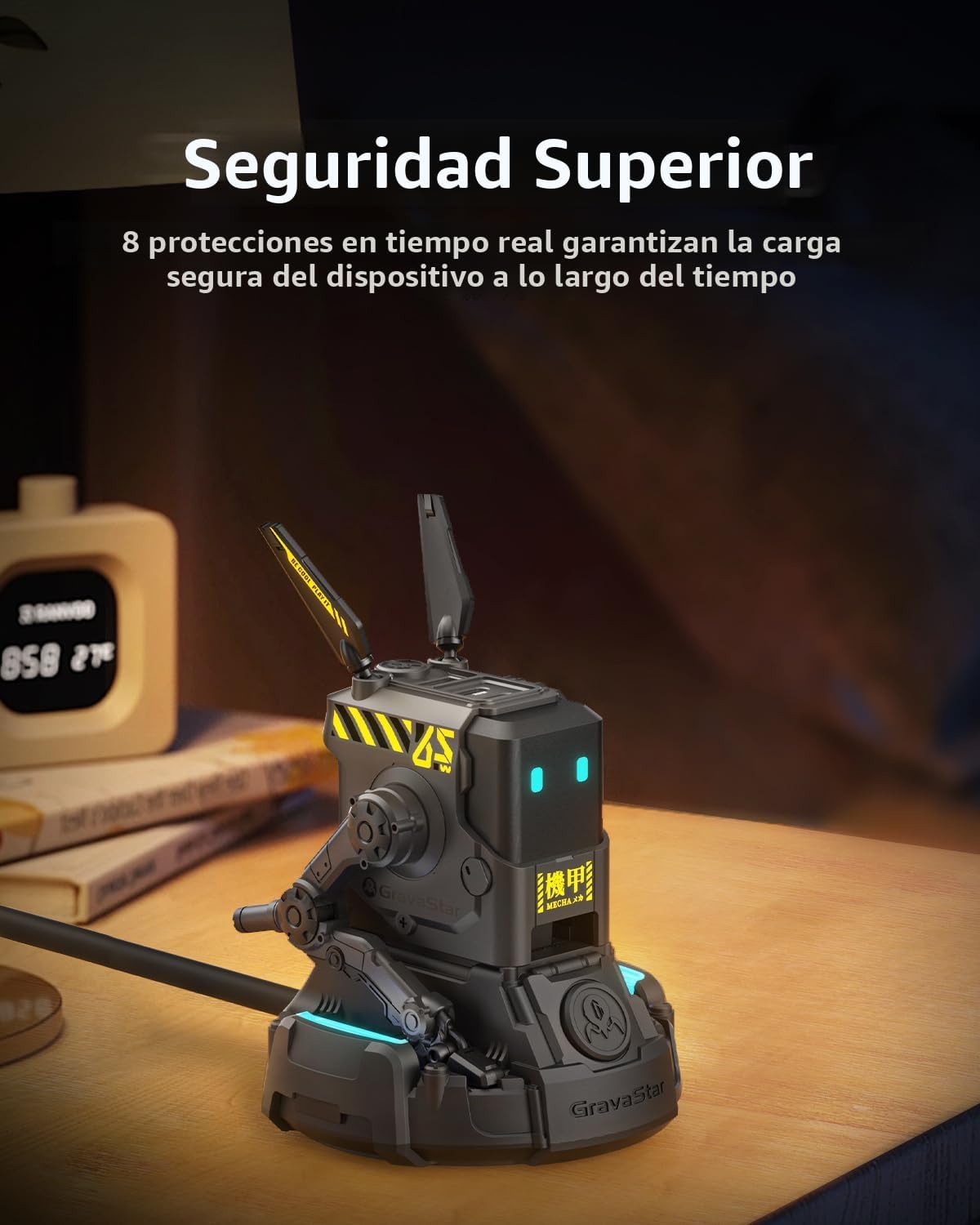 GravaStar Bloque de Cargador Rápido de Robot Alpha65 GaN de 65W, Ca...
