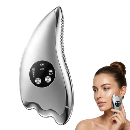 Masajeador facial eléctrico con microcorriente y calentado, 2 en 1...