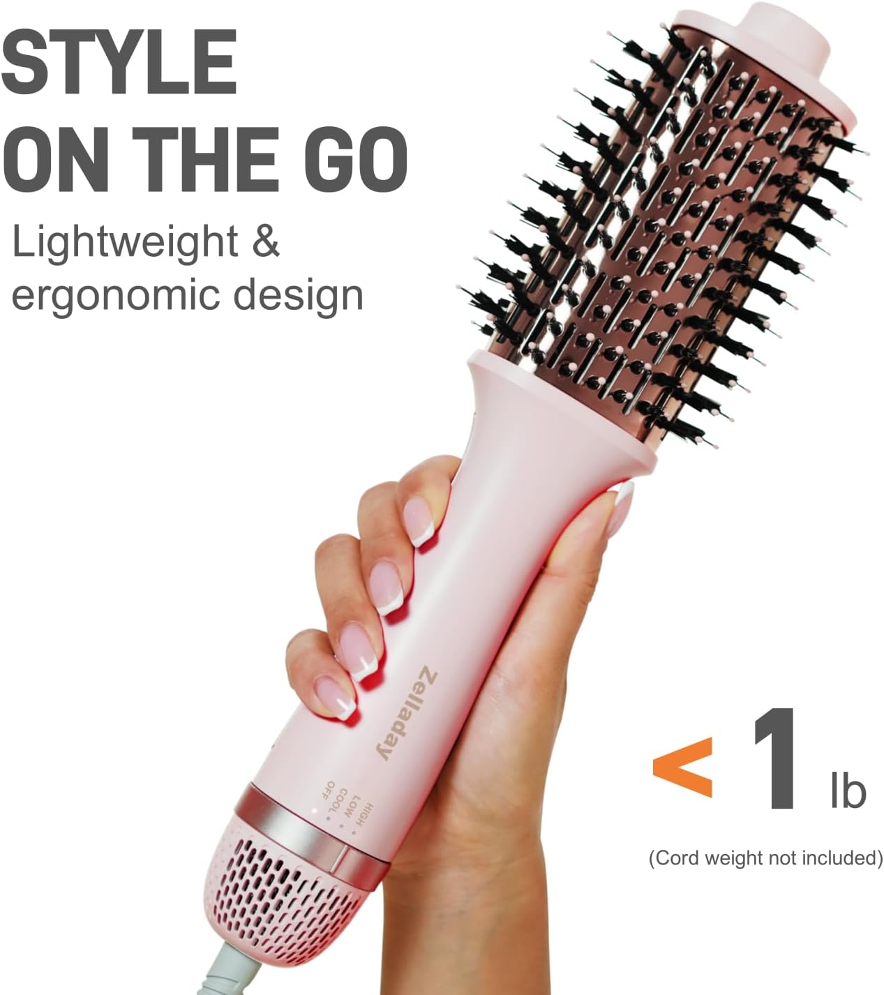 Cepillo secador de pelo iónico 4.0, ligero secado 3 veces más rápido, cepillo de soplado 5 en 1 para más brillo, rizos y volumen, cepillo de titanio para cabello caliente más suave, antiencrespamiento