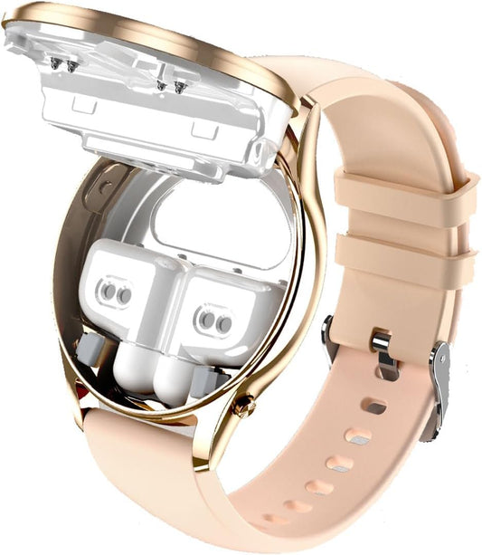 HYDZXINGW Reloj inteligente para mujer con auriculares, 2 en 1 TWS...