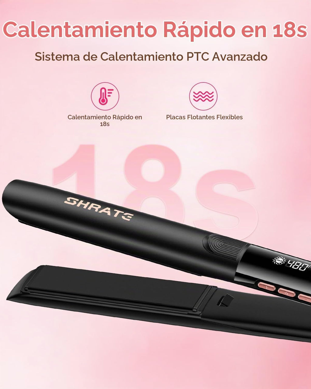 SHRATE Plancha plana para alisar el cabello, plancha y rizador 2 en...