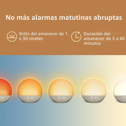 Reloj despertador Sunrise Máquina de ruido blanco: luz natural de d...