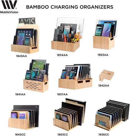 MobileVision Estación de carga delgada de bambú y adaptador compati...
