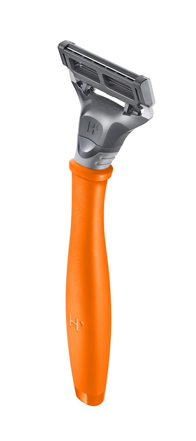 Kit de Afeitado Original Harry's para Hombres - Mango de Navaja, 15 Repuestos de Cuchillas de Afeitar, y Cubierta de Cuchilla de Viaje - Ingeniería Alemana - Naranja