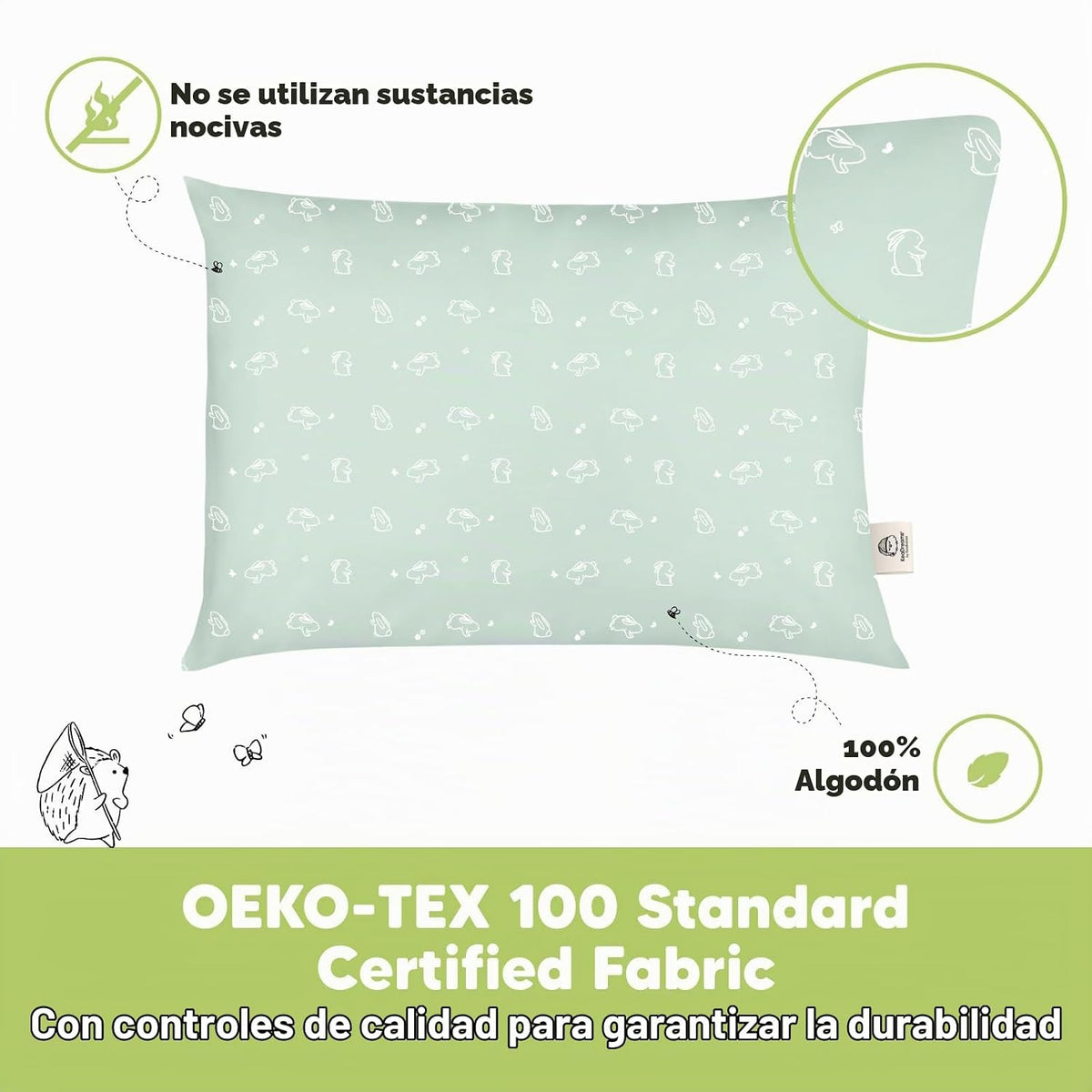 KeaBabies Pack de 2 almohadas para niños pequeños de 13x18 - Almoha...