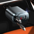 Cargador de coche retráctil, cargador de coche de 84 W USB C 4 en 1, accesorios de automóvil, adaptador de cargador de coche de carga rápida para iPhone 17 16 15 14 13 12 Pro Max, Samsung, Pixel |