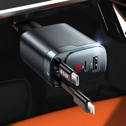 Cargador de coche retráctil, cargador de coche de 84 W USB C 4 en 1, accesorios de automóvil, adaptador de cargador de coche de carga rápida para iPhone 17 16 15 14 13 12 Pro Max, Samsung, Pixel |