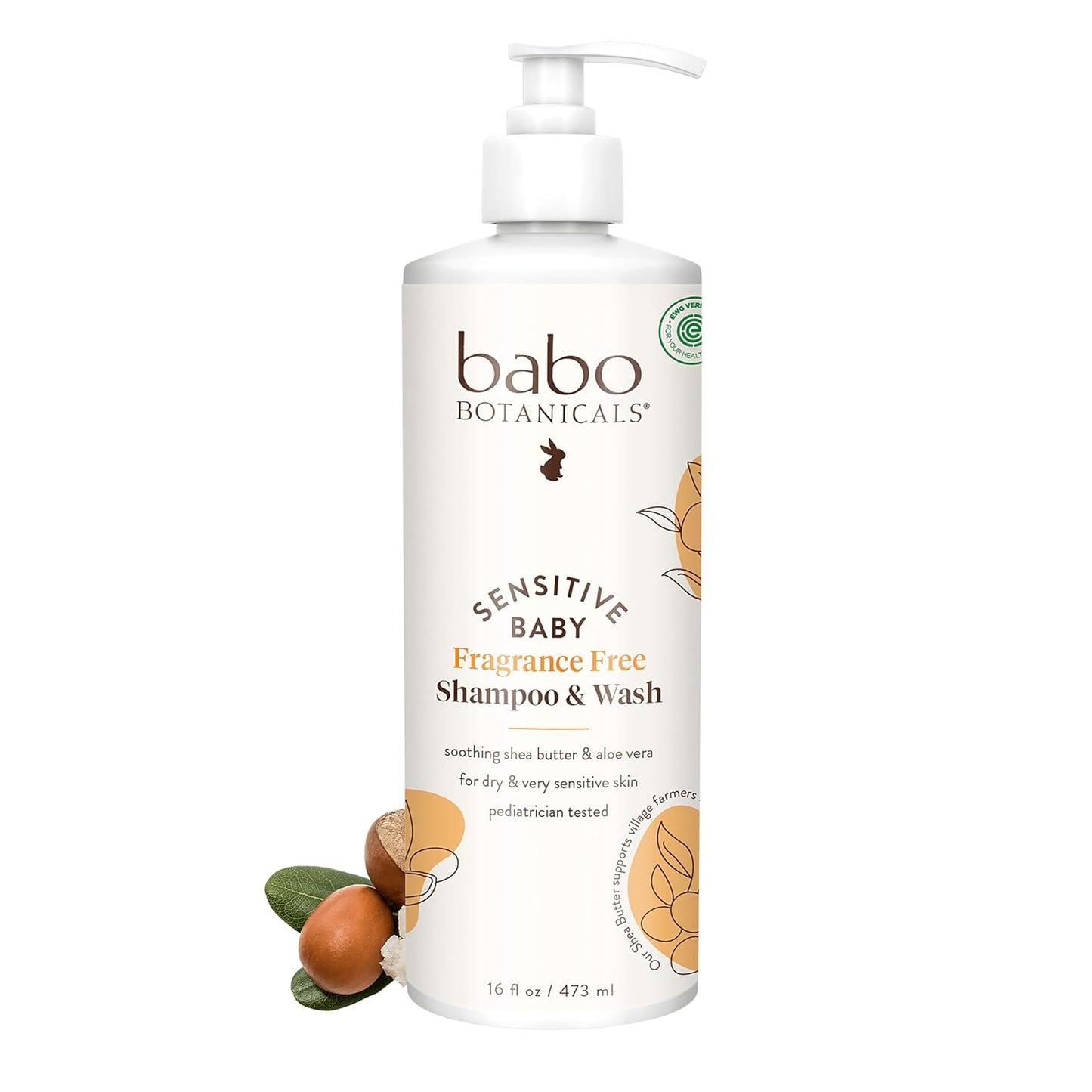 Babo Botanicals Sensitive Baby Champú y lavado 2 en 1 sin fragancia...