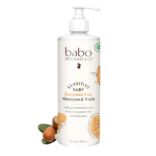 Babo Botanicals Sensitive Baby Champú y lavado 2 en 1 sin fragancia...