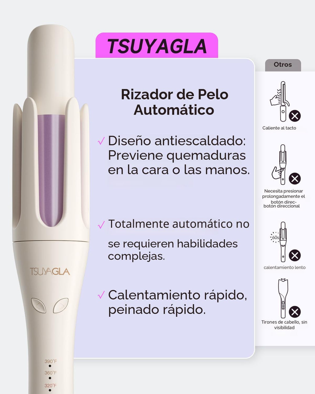 TSUYAGLA Rizador automático, rizador de pelo de 1.25 pulgadas con r...