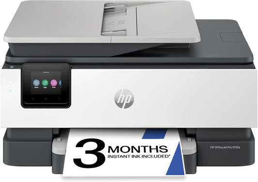 HP OfficeJet Pro 9135e Impresora inalámbrica todo en uno a color por inyección de tinta, imprime, escanea, copia, fax, ADF, impresión a doble cara ideal para la oficina, prueba de 3 meses de tinta