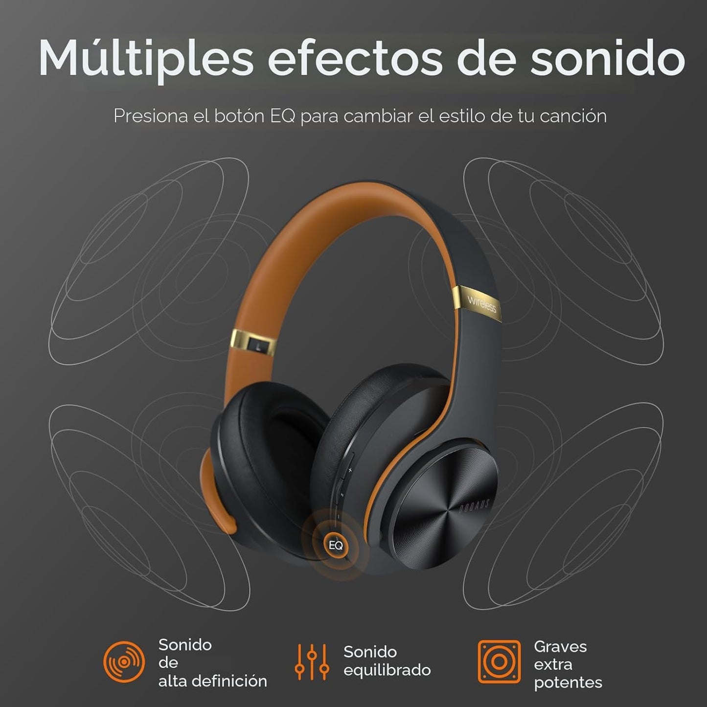 DOQAUS Auriculares Bluetooth sobre la oreja, tiempo de reproducción...