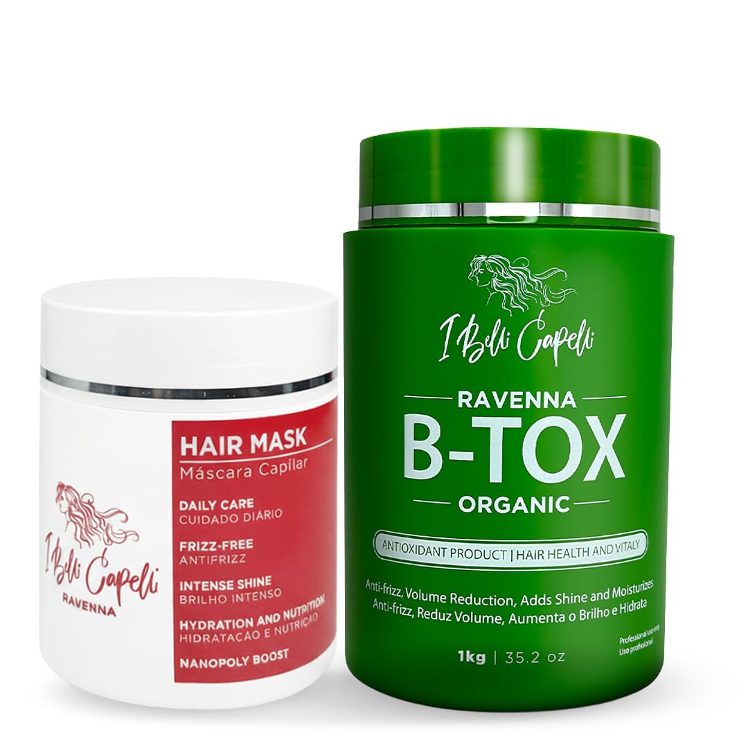 I Belli Capelli Ravenna - Kit de alisado de cabello orgánico B-tox...