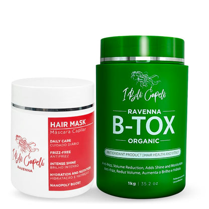 I Belli Capelli Ravenna - Kit de alisado de cabello orgánico B-tox...