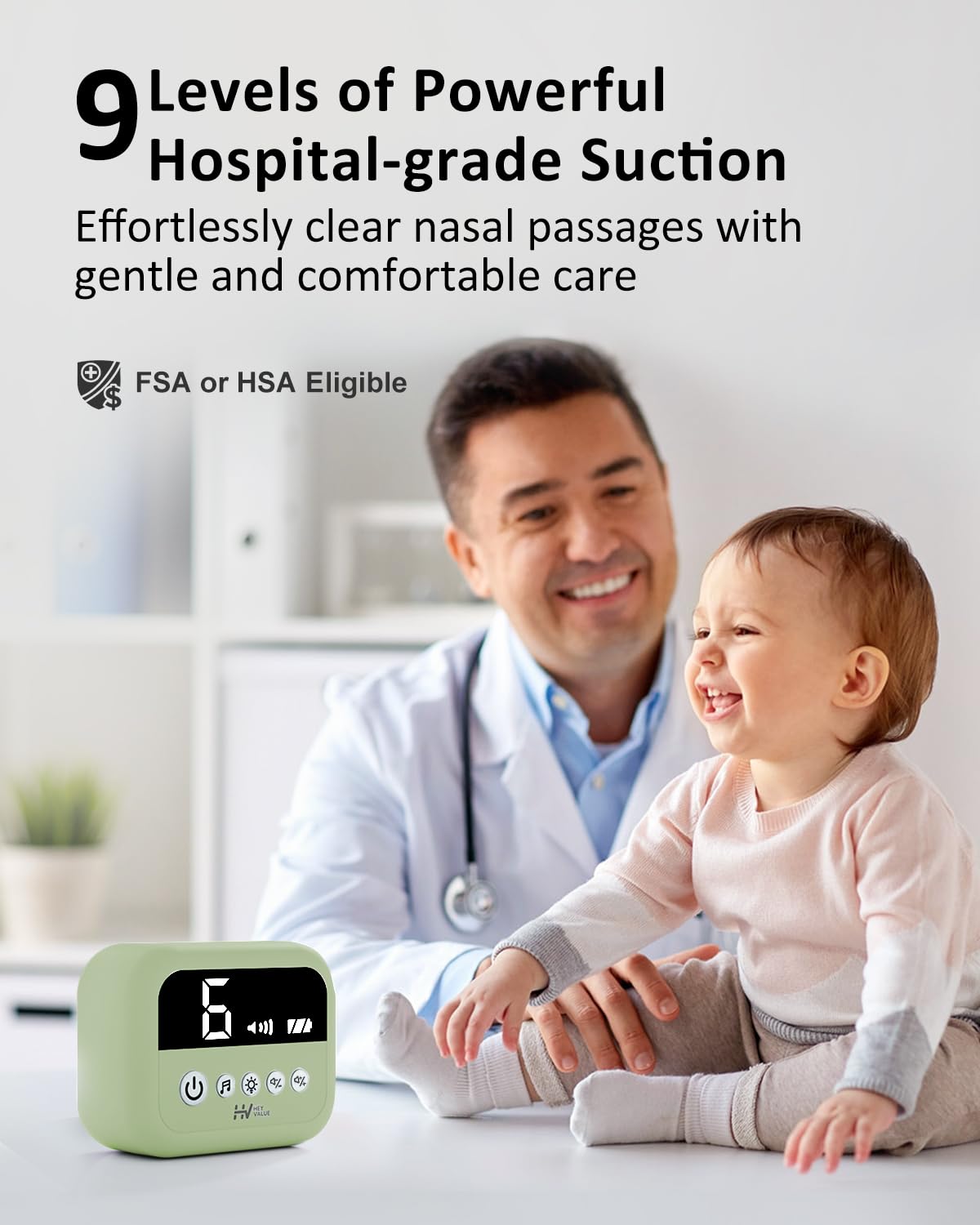 HEYVALUE Aspirador nasal para bebé, succión nasal de grado hospital...