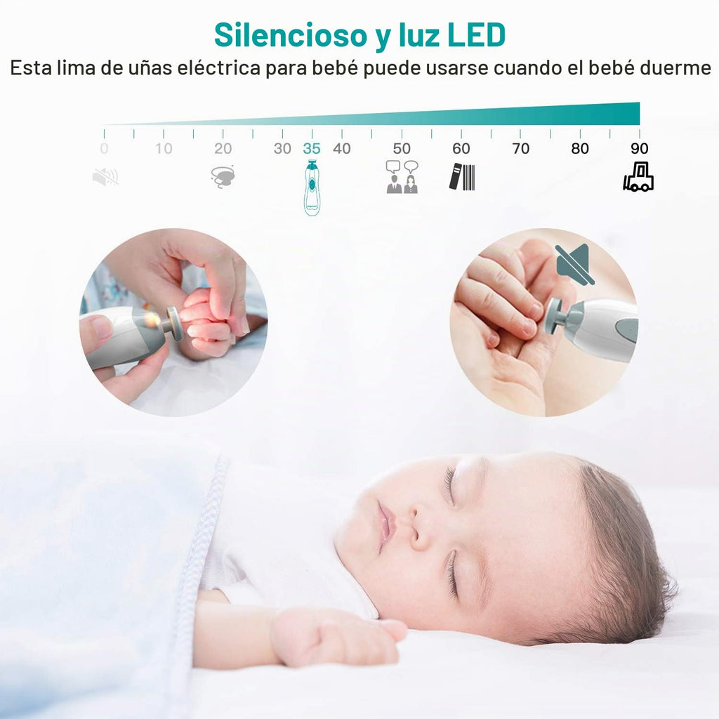 Cortador de uñas eléctrico para bebés con luz LED, 10 cabezales de...