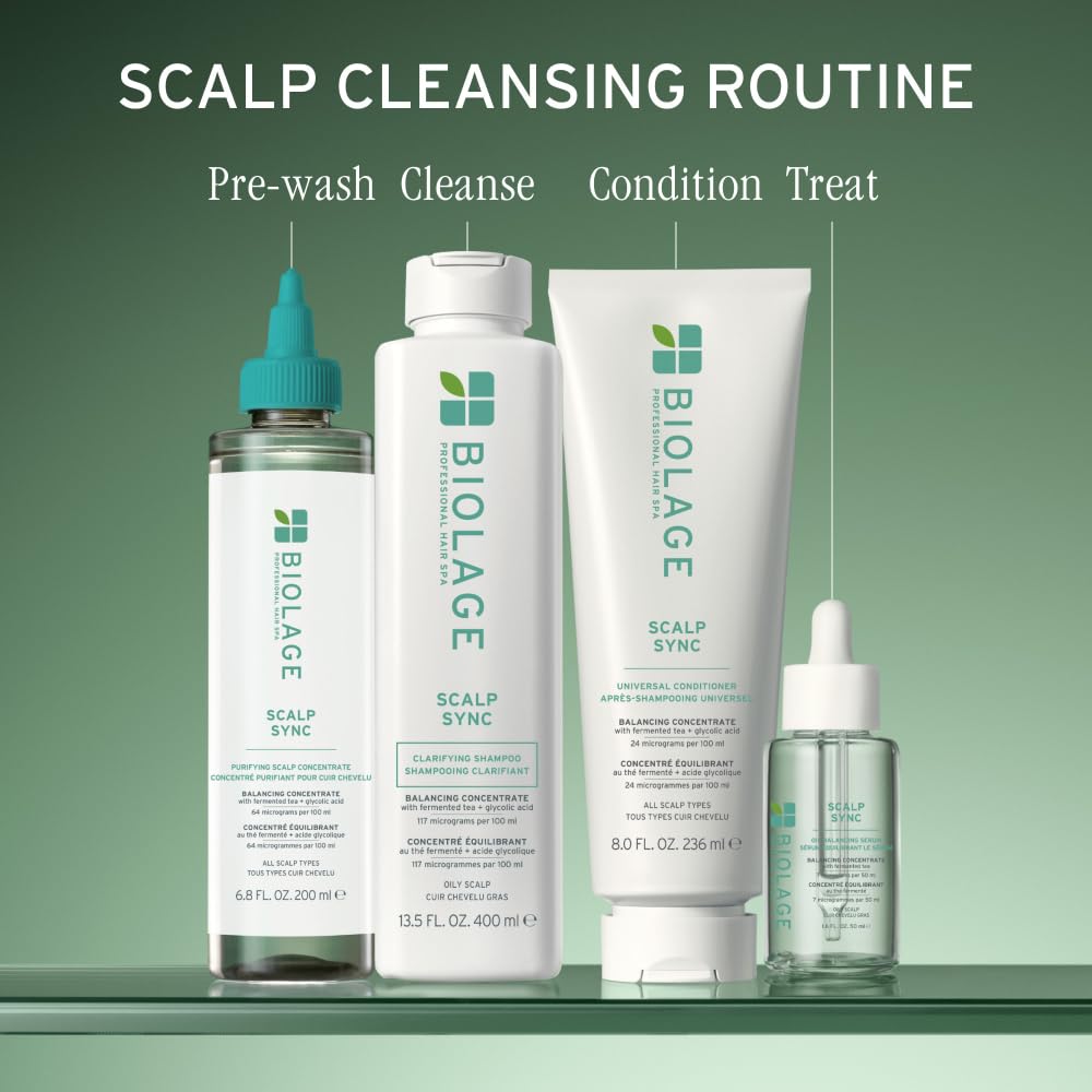 Biolage Scalp Sync - Concentrado purificador - Tratamiento exfoliante y aclarador del cuero cabelludo seco, refrescante y revitalizante, mezcla de té fermentado y ácido glicólico