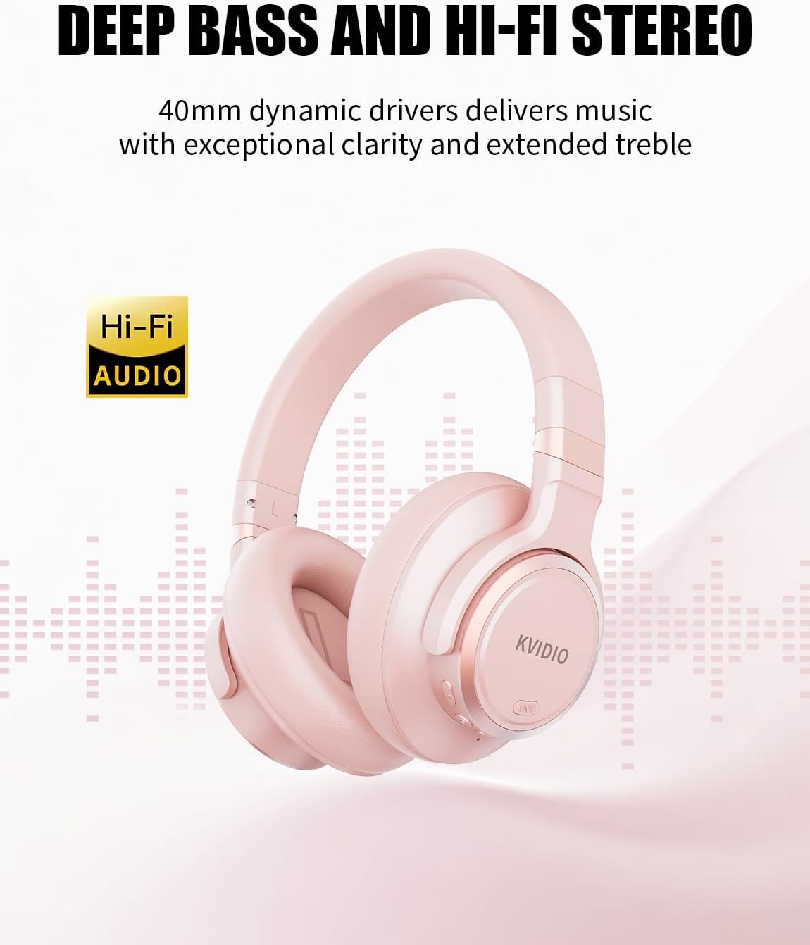 KVIDIO Auriculares híbridos con cancelación activa de ruido, auricu...