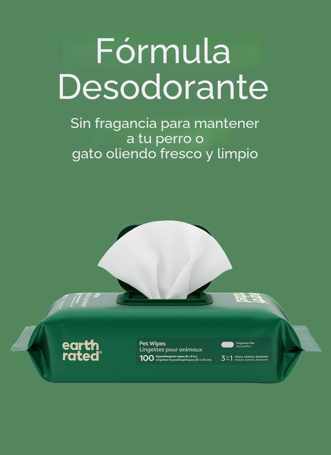 Earth Rated Toallitas para mascotas para perros y gatos, hipoalergé...