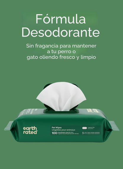 Earth Rated Toallitas para mascotas para perros y gatos, hipoalergé...