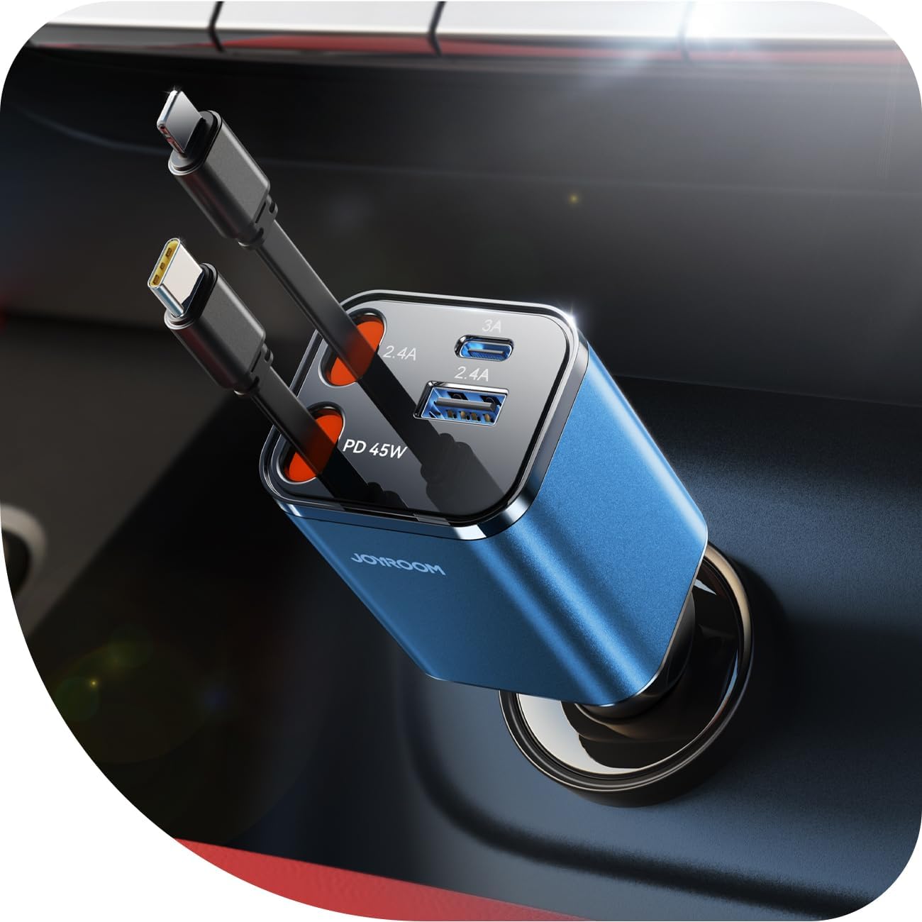 [2026 Ultra-compacto] Cargador retráctil para automóvil USB C de 84...