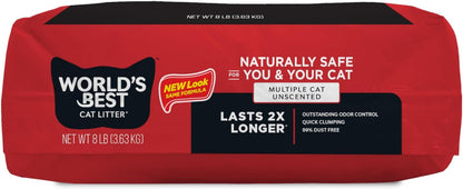 WORLD'S BEST CAT LITTER Múltiples gatos sin perfume, 8 libras,...