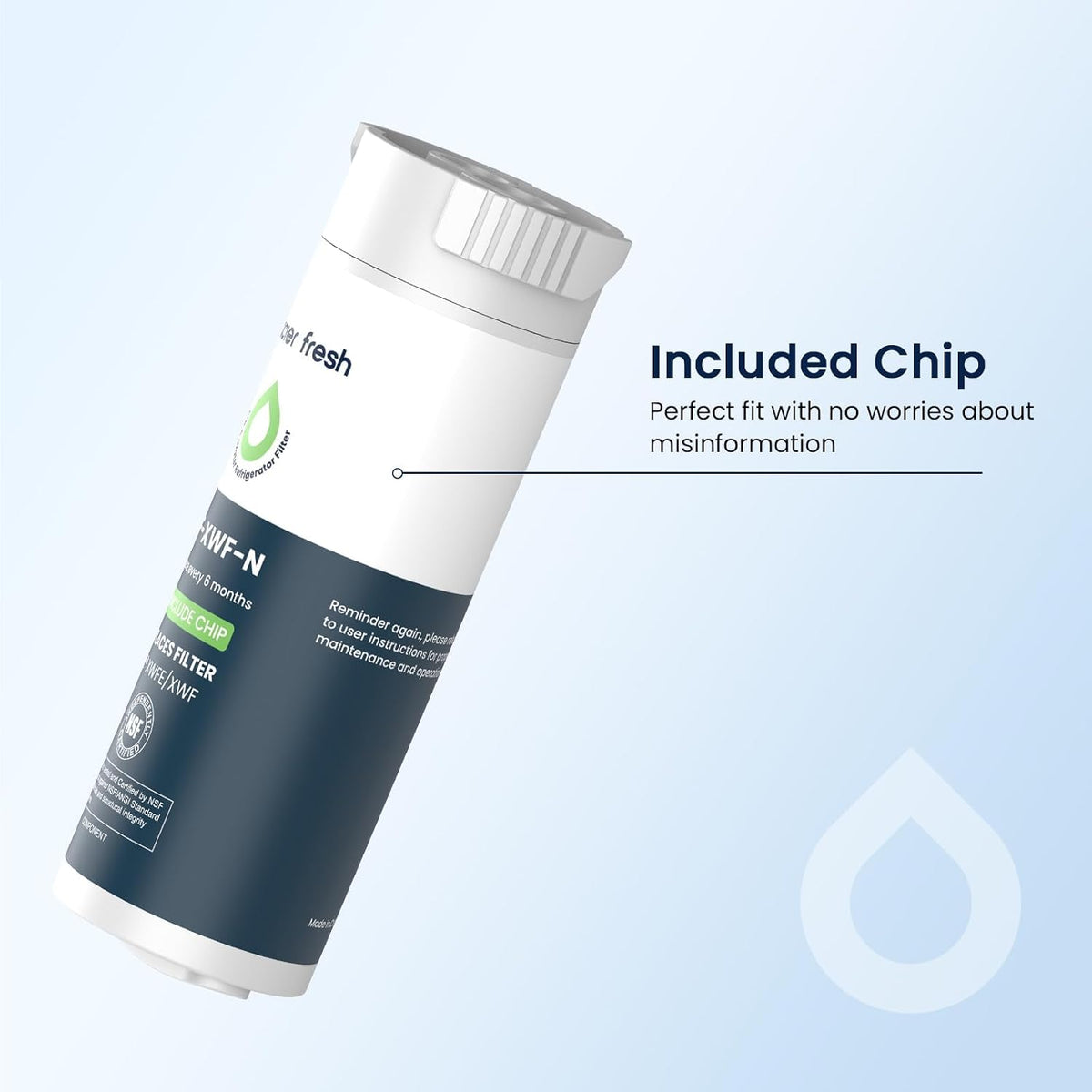GLACIER FRESH XWFE - Filtro de agua para refrigerador (chip integra...