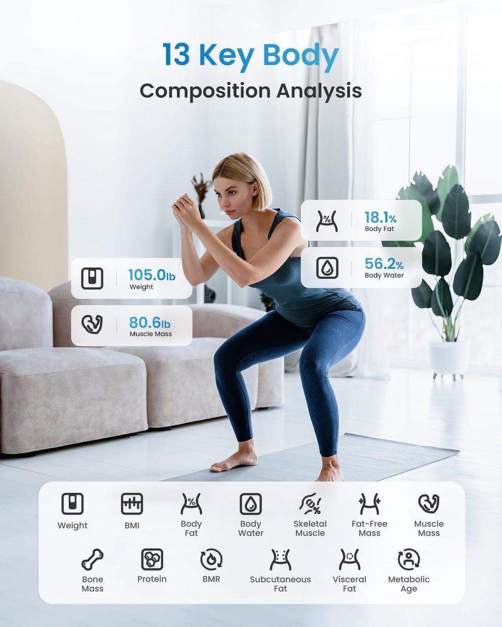 RENPHO Báscula inteligente para peso corporal, IMC y grasa corporal...