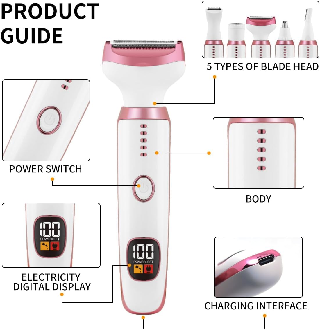 Maquinillas de afeitar eléctricas para mujer, recortadora de bikini...