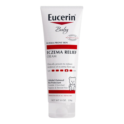 Eucerin Crema corporal para aliviar el eccema del bebé, sin fragancia, crema de eczema para bebés con avena coloidal, ceramida-3 y extracto de raíz de regaliz, tubo de 8 onzas