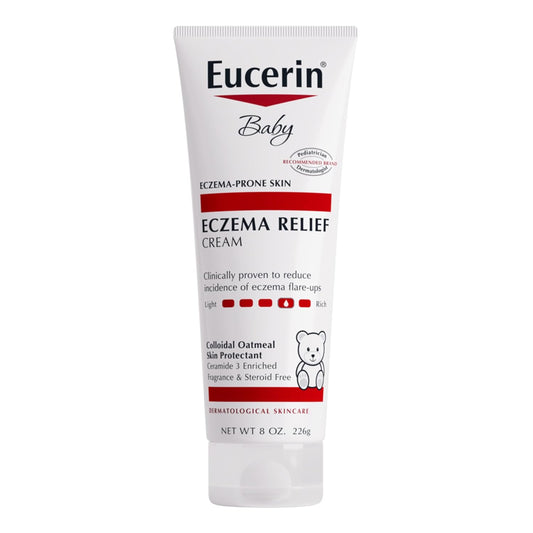 Eucerin Crema corporal para aliviar el eccema del bebé, sin fragancia, crema de eczema para bebés con avena coloidal, ceramida-3 y extracto de raíz de regaliz, tubo de 8 onzas