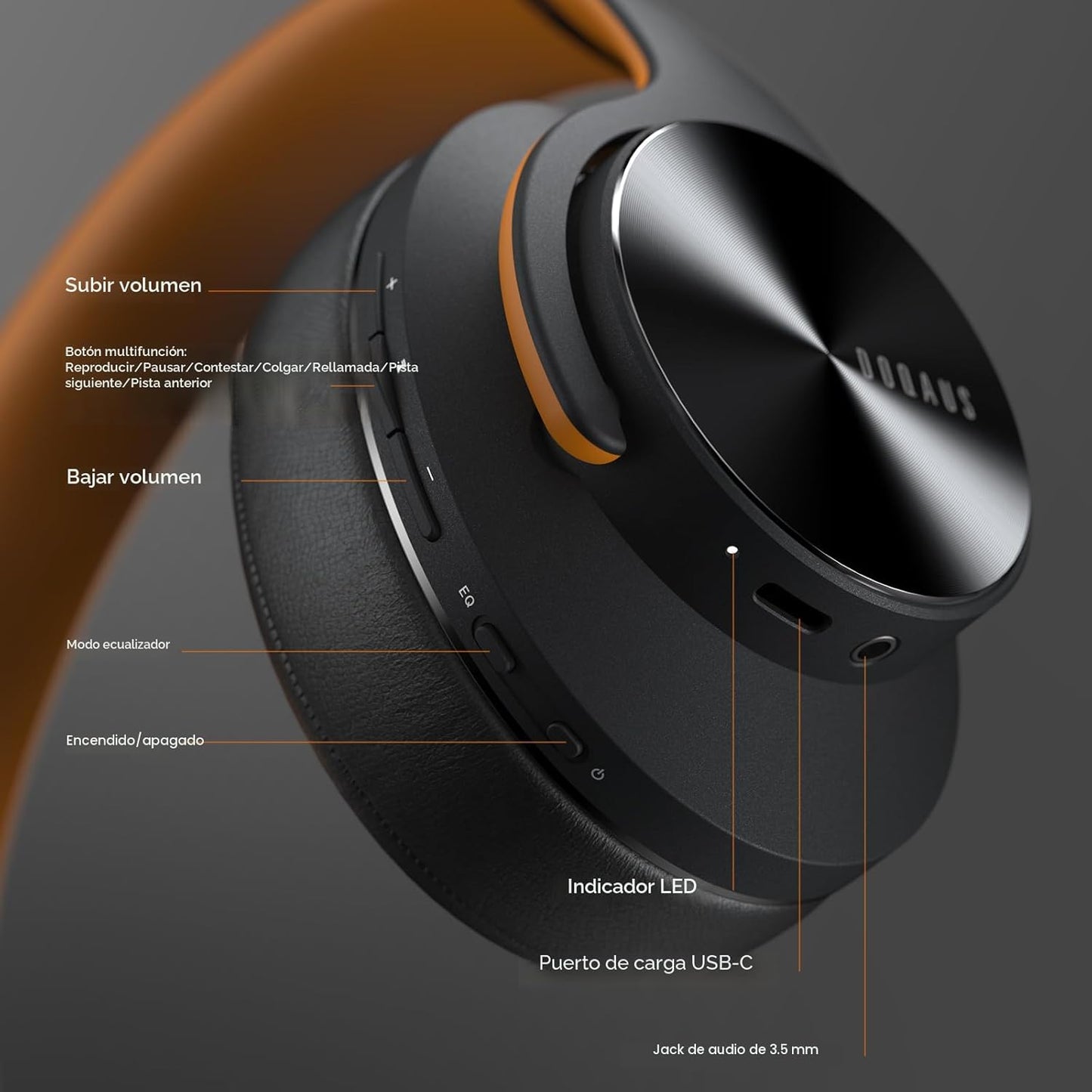 DOQAUS Auriculares Bluetooth sobre la oreja, tiempo de reproducción...