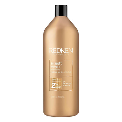 Redken All Soft Shampoo - Hidrata y nutre el cabello seco y quebrad...