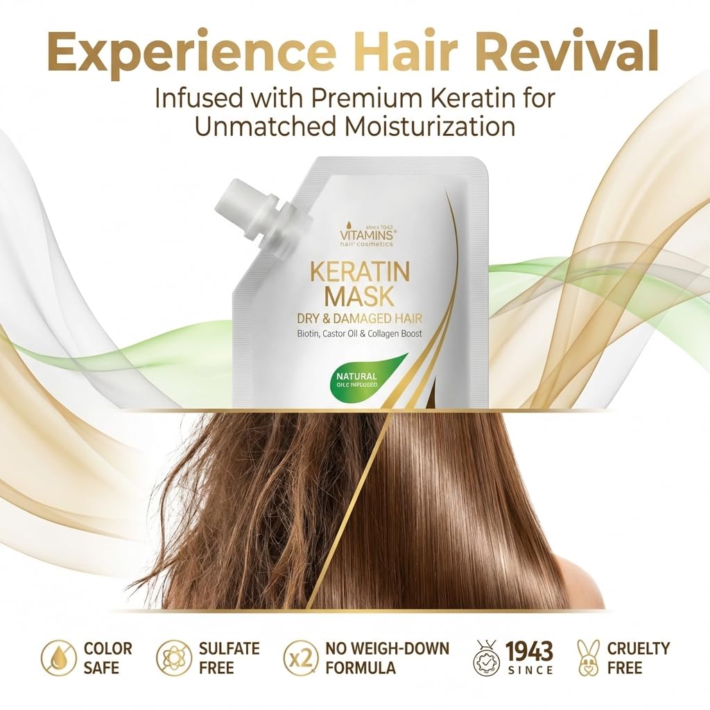 Vitamins Keratina Hair Mask Acondicionador profundo - Reparación de...