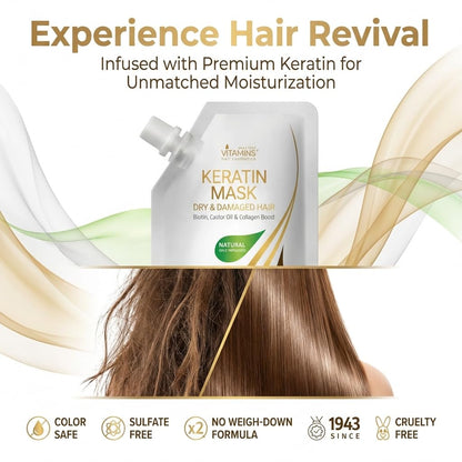 Vitamins Keratina Hair Mask Acondicionador profundo - Reparación de...