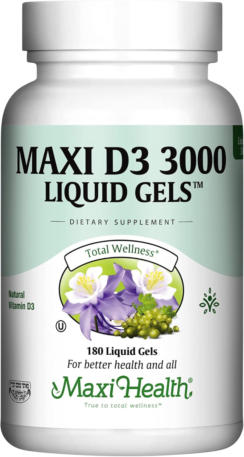 Maxi Health Vitamina D3 3000 UI 75 mcg Suplemento de vitamina D par...