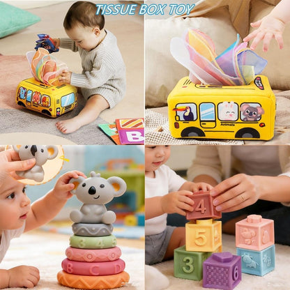 Montessori Juguetes para bebés de 6 a 12 a 18 meses, juguetes para niños de 1 año en adelante, juguete de dentición apilable, bloques de construcción, clasificador de formas, spinner y más