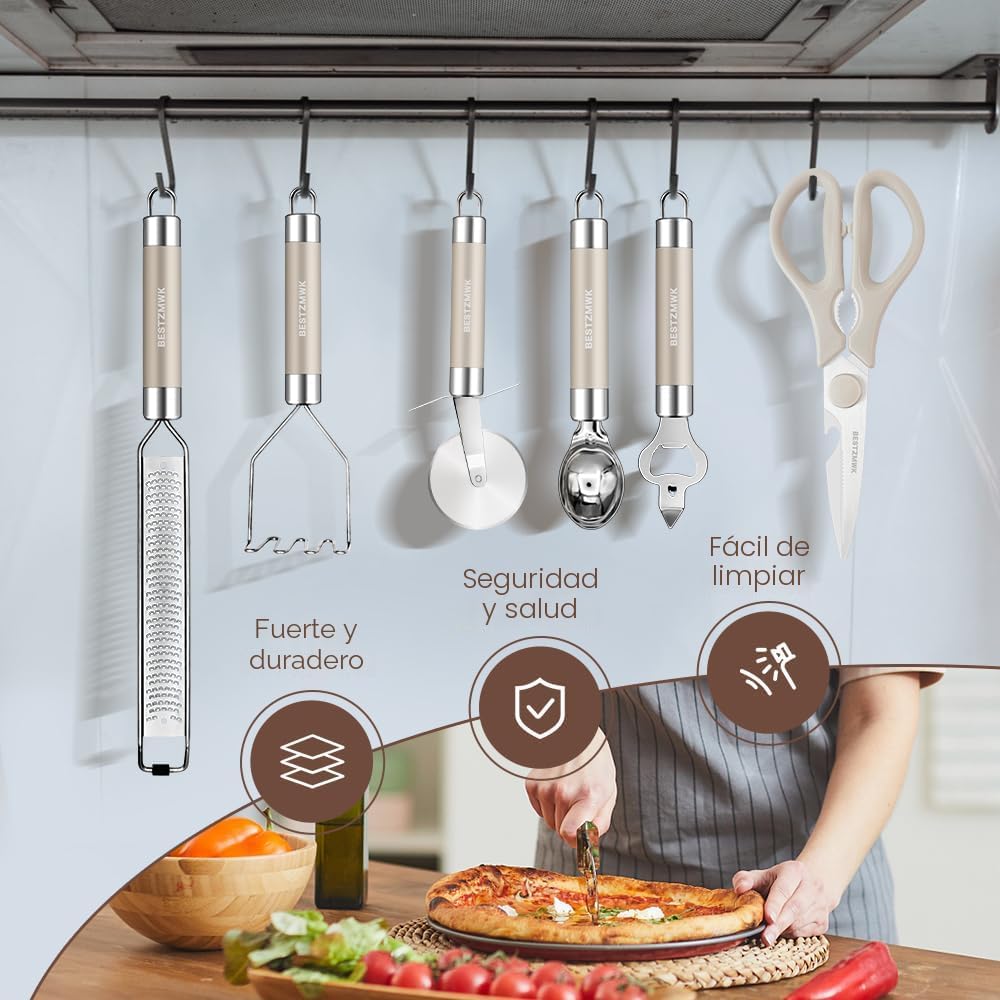 Juego de utensilios de cocina - Utensilios de cocina de silicona -...