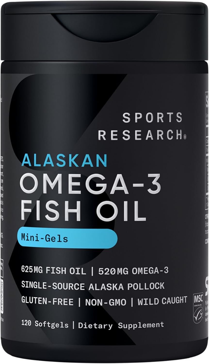 Sports Research® Mini-cápsulas blandas de aceite de pescado Omega-3...