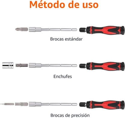 Amazon Basics Juego de llaves de trinquete magnéticas y destornilla...