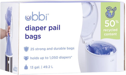 Ubbi Bolsas de plástico para cubos de pañales, bolsas desechables p...