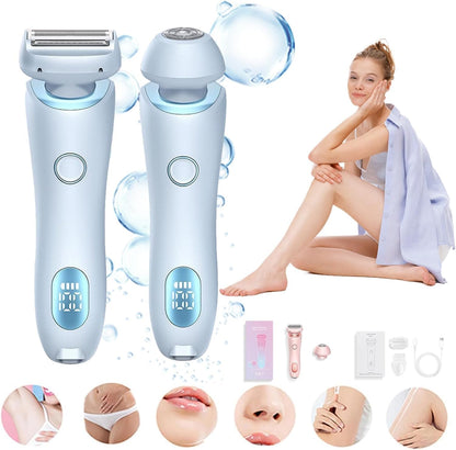 Maquinilla de afeitar eléctrica para mujer, removedor de pelo recar...