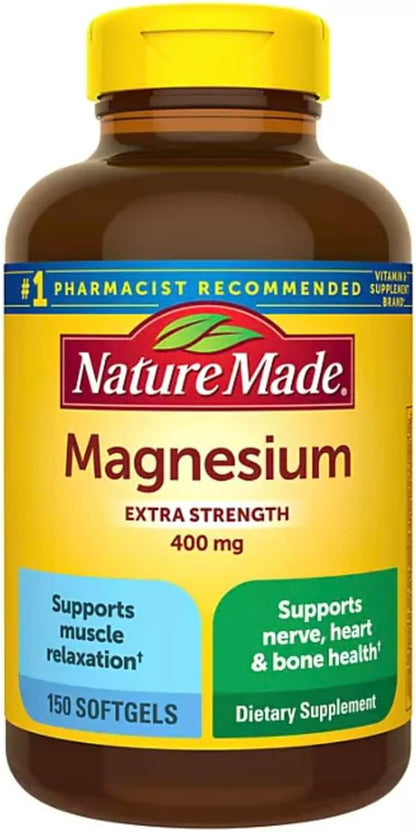 Nature Made, Magnesio de Alta Potencia 400 mg - 150 Cápsulas de Gel...