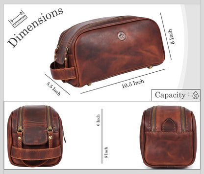 Aaron Leather Goods - Neceser para artículos de tocador de viaje, d...