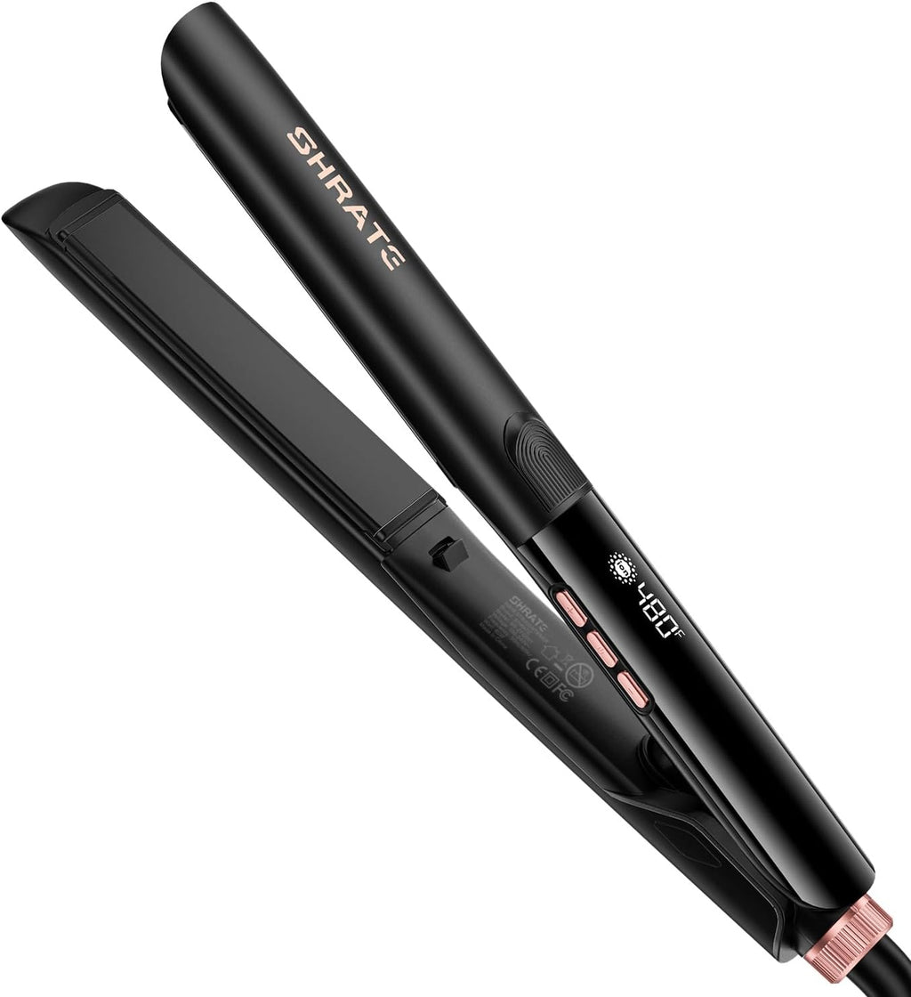 SHRATE Plancha plana para alisar el cabello, plancha y rizador 2 en...