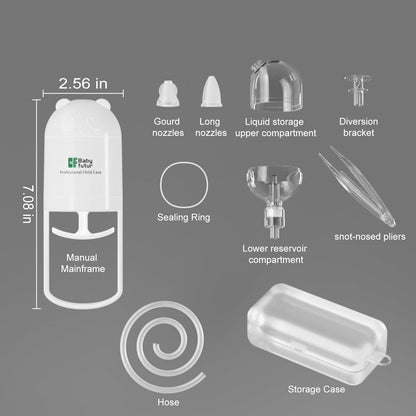 Aspirador nasal para bebé – Control manual de empujar-jalar, succión fuerte silenciosa, no necesita batería – Succión nasal suave e higiénica con caja de almacenamiento y clip de moco