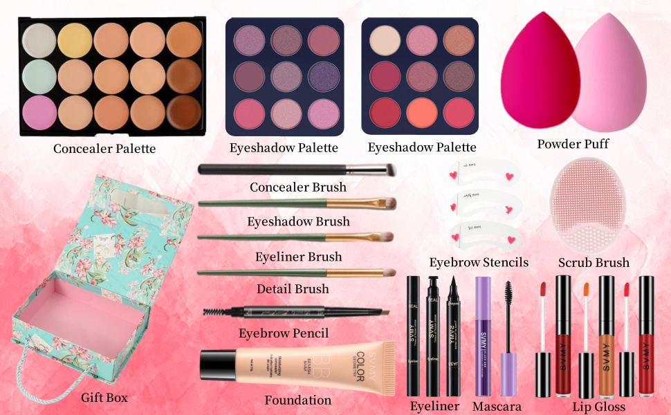Kit de maquillaje para adolescentes, conjunto para mujeres, kits de maquillaje para festivales, juegos de maquillaje, regalo para adolescentes, niñas, regalo de viaje, juego de maquillaje de sombra de