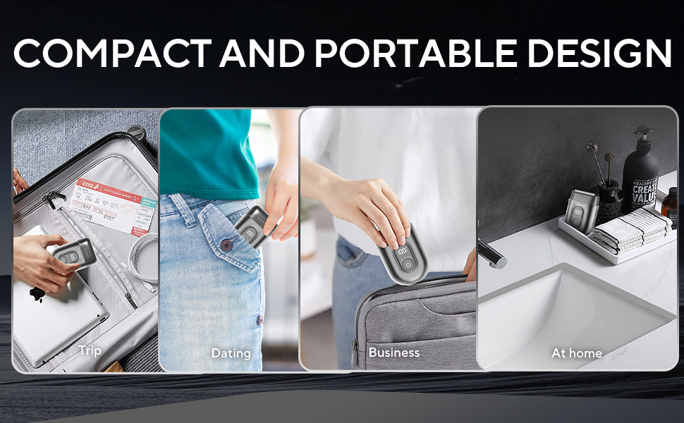 Maquinilla de afeitar eléctrica para hombres, mini afeitadora eléctrica para hombres, afeitadora portátil de lámina con 3 cuchillas de afeitar flotantes mejoradas, uso húmedo/seco, pantalla